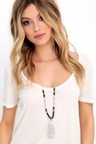 Lulu*s Turn The Delight On Black And Silver Tassel Necklace