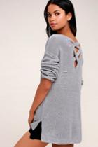 Olive + Oak Laken Grey Knit Backless Sweater | Lulus