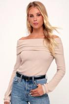 Austra Blush Off-the-shoulder Knit Sweater Top | Lulus