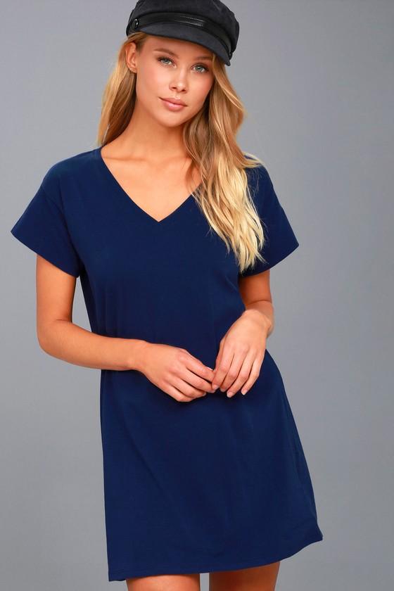 Clear Day Navy Blue T-shirt Dress | Lulus