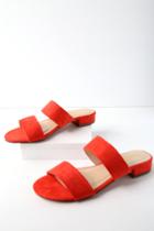 Devin Red Suede Slide Sandal Heels | Lulus