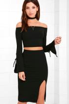 Lulus Bold Move Black Off-the-shoulder Two-piece Dress