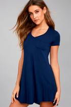 Lulus Better Together Navy Blue Shirt Dress