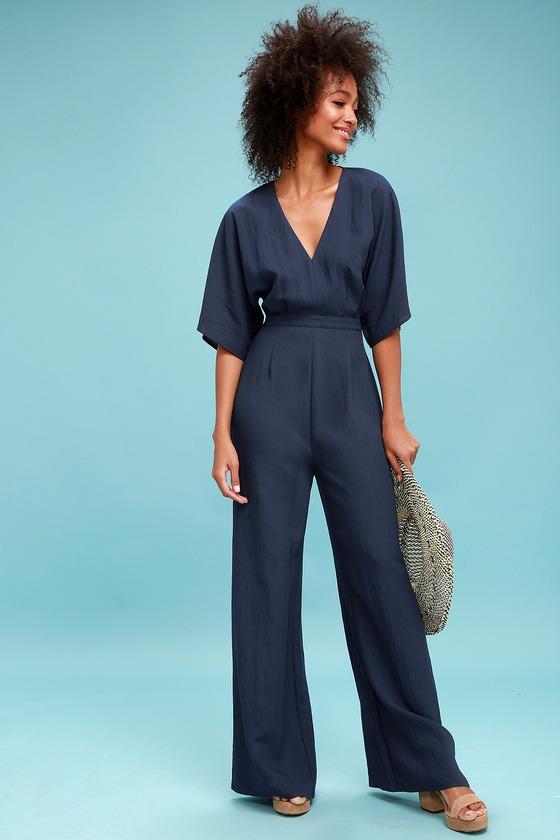 Chic La Vie Navy Blue Wide-leg Jumpsuit | Lulus