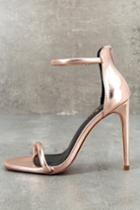Lulus | Keen Eye Rose Gold Ankle Strap Sandal Heels | Size 6 | Vegan Friendly