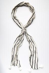Amuse Society That's A Wrap Cream Striped Skinny Scarf