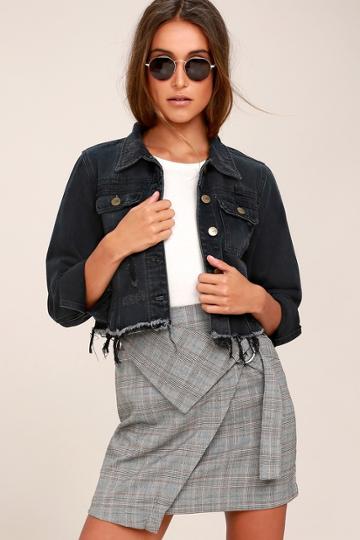 Mono B | Your Move Washed Black Distressed Denim Jacket | Size Large | 100% Cotton | Lulus
