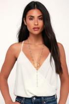 Cast A Glow Gold And Blue Rhinestone Layered Necklace | Lulus