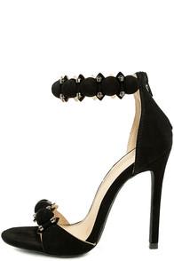 Olivia Jaymes Meredith Black Suede Ankle Strap Heels