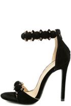 Olivia Jaymes Meredith Black Suede Ankle Strap Heels