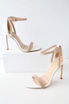 Sila White And Nude Snake Ankle Strap Heels | Lulus