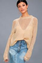 Moon River Party Invite Blush Sheer Knit Sweater