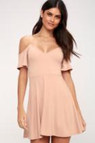 Les Reveurs Blush Off-the-shoulder Skater Dress | Lulus