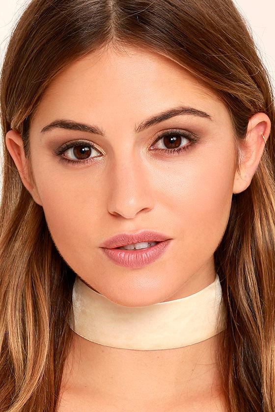 Lulus | Slay Bae Bae Beige Velvet Choker Necklace