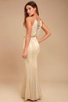 Lulus | Shine On Gold Maxi Dress | Size X-large | 100% Polyester