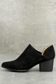 Qupid Vancouver Black Suede Ankle Booties