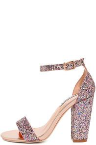 Cape Robbin Starla Colorful Pink Glitter Ankle Strap Heels