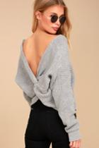 Sage The Label | Heart Throb Grey Cropped Knit Sweater | Size Large | Lulus