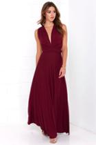Lulus | Exclusive Tricks Of The Trade Burgundy Maxi Dress | Size Medium | Red