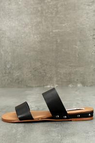 Steve Madden Dakotas Black Leather Slide Sandals