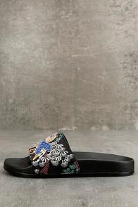Steve Madden Sparkly Black Multi Slide Sandals