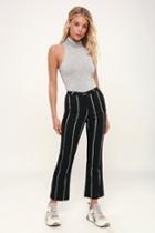 Stone Row Mad Hotter Black Striped Cropped Kick Flare Pants | Lulus