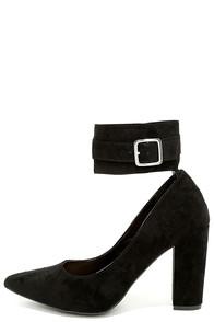 Wild Diva Lounge Walker Black Suede Ankle Strap Heels
