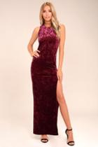 Lulus | Love And Memories Burgundy Velvet Maxi Dress | Size Large | Red