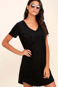 Z Supply Modern Design Black Suede Shirt Dress