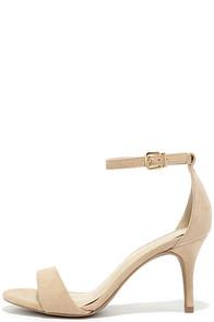 Wild Diva Lounge Lover Natural Suede Ankle Strap Heels