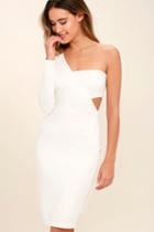 Lulus | One Night White One Shoulder Bodycon Dress | Size Small | 100% Polyester