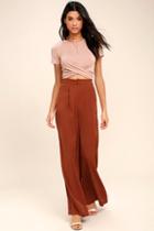 Lulus Same Page Rust Red Wide-leg Pants