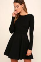 Lulus | Forever Chic Black Long Sleeve Dress | Size Large | 100% Polyester