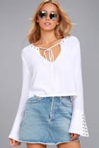 Lulus Lucky Ones White Long Sleeve Top