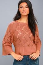 Lost Ink Brunch It Up Rusty Rose Cropped Sweater Top