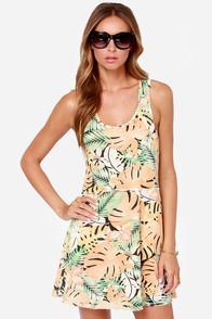 Obey Sixto Peach Tropical Print Dress