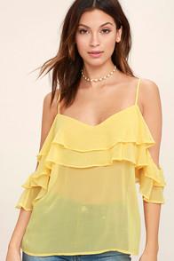 Re:named Feeling Sentimental Yellow Off-the-shoulder Top