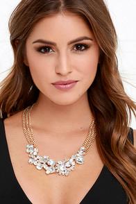 Lulu*s Take Sides Gold Rhinestone Necklace