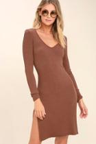 Project Social T Beverly Light Brown Long Sleeve Bodycon Dress