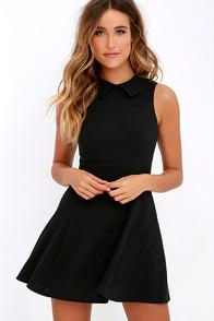 Lulus Mod Goals Collared Black Dress