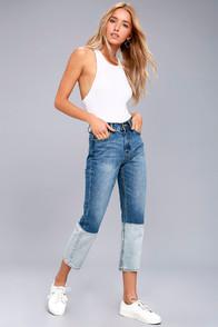 Evidnt Malibu Blue Dip Dyed Two-tone Cropped Jeans