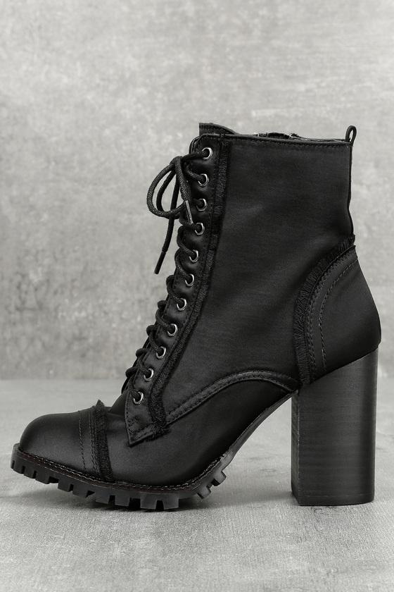 Report | Aileen Black Lace-up Platform Booties | Size 6 | Lulus