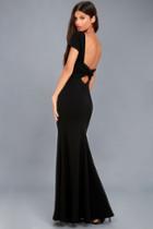 Lulus | Endless Love Black Backless Maxi Dress | Size Large | 100% Polyester