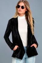 Black Swan | Juliette Black Velvet Blazer | Size Medium | 100% Polyester | Lulus