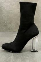 Olivia Jaymes Antoinette Black Lucite Mid-calf Boots