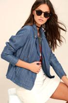 Skies Are Blue Cloudless Sky Blue Chambray Jacket