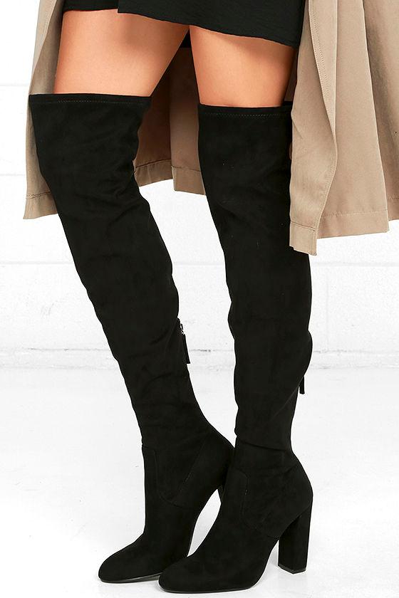Steve Madden | Emotions Black Suede Over The Knee High Heel Boots | Size 5.5 | Vegan Friendly | Lulus