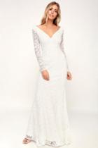 Natural Beauty White Lace Long Sleeve Maxi Dress | Lulus