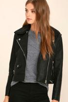 Obey Billie Black Vegan Leather Moto Jacket