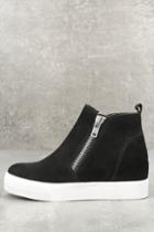 Steve Madden | Wedgie Black Suede Leather Hidden Wedge Sneakers | Size 5.5 | Rubber Sole | Lulus